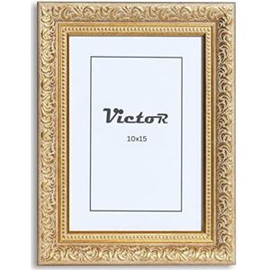 Victor Vintage Fotolijst “Rubens” in 10x15 cm (A6) Goud Groen - Staaf: 30x20mm - Echt Glas - Fotolijst Barok - Antiek - Fotolijst 10x15 Goud