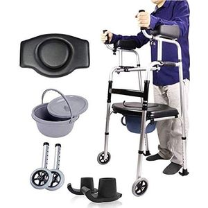 Loophulp Ouderen Standaard rollator Lichtgewicht opvouwbare rollator met zitarm, in hoogte verstelbare Veilige stabiele loophulp Uitgerust met armsteunkussen