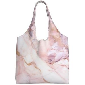 RLDOBOFE Roze Wit Marmer Patroon Print Canvas Tote Bag Voor Vrouwen Esthetische Boodschappentassen Schoudertas Herbruikbare Boodschappentassen, Zwart, One Size