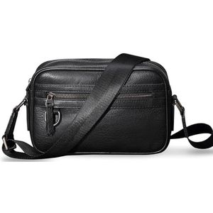 GALSOR Schoudertas voor heren, crossbody tas, messengertas, heren, crossbody tas, zomer, leer, herentas, Noir, 23x6x14cm