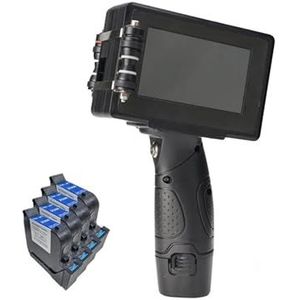 Handheld inkjetprinter 25,4 mm bar batchcode Variabel datumnummer Vervaldatumlabel Draagbare handjet Handheld inkjetprinter voor Tekst Barcode Datum Tijd, etc(1SET with 4BLACK INK)