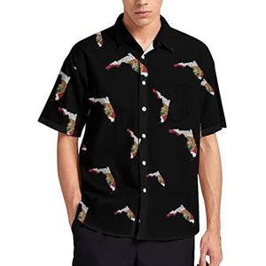Vintage Florida Vlag Kaart Hawaiiaanse Shirt Voor Mannen Zomer Strand Casual Korte Mouw Button Down Shirts met Pocket