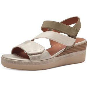 Jana Softline 8-28364-42 470 Damessandalen, beige/Sage Wedge Plateausandalen, comfortabele extra brede alledaagse schoen, feestelijk, elegant, met sleehak, 40 EU breed, Beige Salie, 40 EU Breed