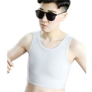 BaronHong Kleurrijke dubbellaagse mesh borstband voor Tomboy Trans Lesbian, grijs, S