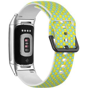 RYANUKA Zachte sportband compatibel met Fitbit Charge 5 / Fitbit Charge 6 (gele rubberen eenden) siliconen armband accessoire, Siliconen, Geen edelsteen