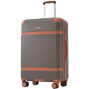 Auroglint harde schaal, ABS-materiaal koffer met TSA douaneslot handbagage, 44 x 26,5 x 66 cm (L x B x H), Bruin, Carry-On-24-Inch, Uitbreidbare bagage met harde schaal met spinnerwielen
