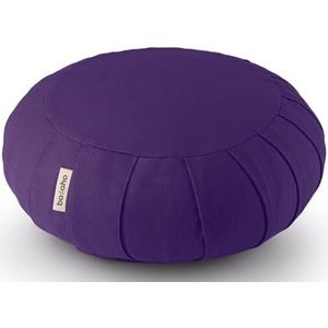 basaho CLASSIC Zafu Meditatiekussen | Biologisch Katoen | Boekweitdoppen | Afneembare Wasbare Hoes (Puur Paars)