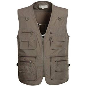 AnyuA Heren Buitenshuis Reizen Sport Extra Zakken Gilet Gilet Camping Jacht Vissen, Bruin, XXL