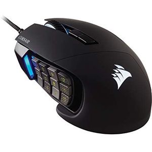 Corsair Scimitar RGB Elite, MOBA/MMO gamingmuis, zwart, RGB LED-achtergrondverlichting, 18000 DPI, optisch