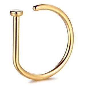 Neuspiercing 1pc f136 nep neus piercing 1 8G 20G D Gevormde Tragus Stud Earring Hoop Septum Ring Nostril Lichaam Sieraden Helixpiercing (Color : Gold, Size : 18G 1.0X8X2mm)