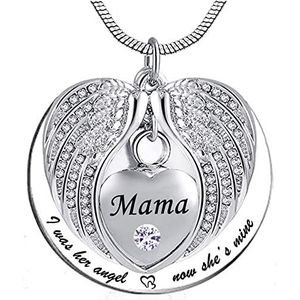 As Urn Ketting Urn Sieraden Urn Jewelry For Ashes Angel Wing Met Geboortesteen Charme Crematie Sieraden Memorial Aandenken As Ketting, Ik Was Haar Engel Nu Is Ze Van Mij - Voor Mama