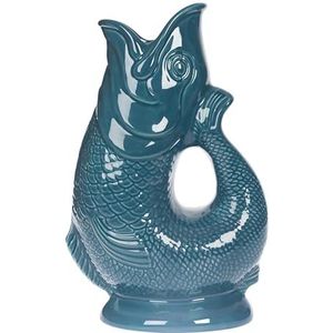 Gurgly Iconic Teal Glug Kruik Groot 28cm 1.4L - Viswaterkruik, Decoratieve Vis Vaas, Ornament, Karaf