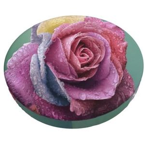 GRatka Hoes voor ronde kruk, barstoelhoes, hotel, antislip zitkussen, 33 cm, kleurrijke roos romantische bloemblaadjes plant