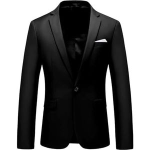 Leader of the Beauty Heren pak blazer slim fit jas prom smoking jas getande revers bruiloft prom smoking, Zwart, XS