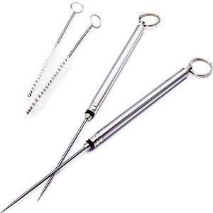 Lechengjia 2 stuks titanium waterdichte tandenstoker zak herbruikbare tandenstoker metalen tandenstoker houder met 2 reinigingsborstels voor portemonnee sleutelhanger outdoor reizen picknick wandelen
