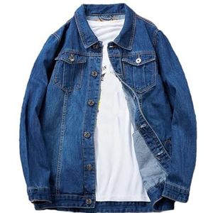 Dvbfufv Heren Oversized Denim Jas Mannen Mode Jas Mannen Katoen Effen Lange Mouw Jas Man Jassen, Blauw, XL