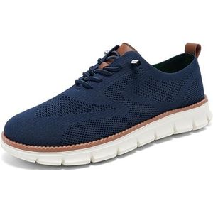 kumosaga Stedelijke ultracomfortabele schoenen, casual herenschoenen, mode-wandelsneakers, instapper lichtgewicht zachte zool mesh zakelijke Oxfords for heren (Color : Blue, Size : EU43)