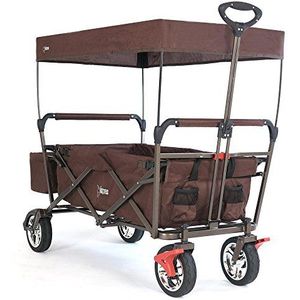 FUXTEC opvouwbare Bolderkar CT-500 - handkar - tuinkar - vervoer van kinderen - buiten - asfalt - wandelpad - harde ondergrond - afneembare overkapping - achtertas - 4 wielen - afdekking