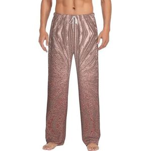 Rose Goud Marmeren Mannen Lange Lounge Wear Broek Nachtkleding Pyjama Bottoms Nachtkleding Met Zakken En Trekkoord, Wit, S