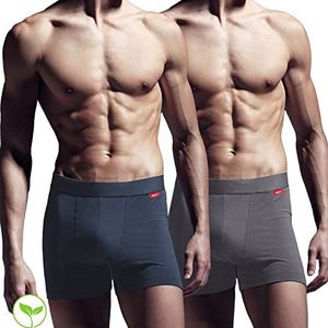 Tencel Modal Boxershorts voor heren, van biologisch katoen, milieuvriendelijk, premium kwaliteit, ultrazacht, rekbaar, comfortabel, verpakking met 2 of 3 milieuvriendelijke boxershorts, meerkleurig, 2 stuks, S