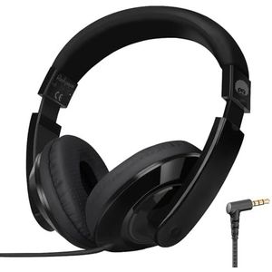 Rockpapapa Comfort Koptelefoon On Ear bedrade koptelefoon zonder microfoon voor kinderen en volwassenen, voor laptop, tablet, PC, computer, cd/dvd, MP3/4, zwart