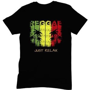 Reggae Just Relax Rasta T-shirt voor heren, Zwart, L