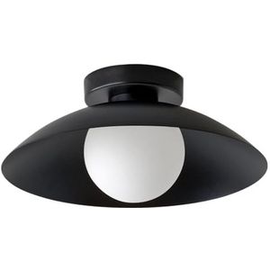 LONGDU Zwarte creatieve stijl plafondlamp, warme en minimalistische plafondlamp, ijzeren lampenkap semi-inbouw plafondlamp, for slaapkamer trappen hotel woonkamer keuken hal(Color:Black)