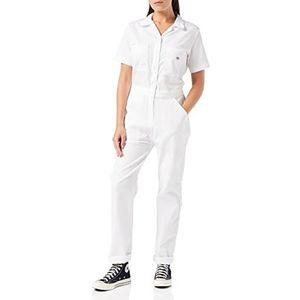 Dickies Short Sleeve Flex Coverall Werkoverall voor dames, Wit, XL, Jumpsuit met korte mouwen.