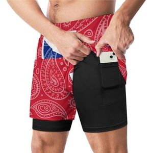 Paisley Bermuda Vlag Grappige Zwembroek met Compressie Liner & Pocket Voor Mannen Board Zwemmen Sport Shorts