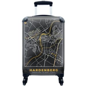 MuchoWow® Koffer - Plattegrond - Hardenberg - Goud - Zwart - Past binnen 55x40x20 cm en 55x35x25 cm - Handbagage - Trolley - Fotokoffer - Cabin Size - Print