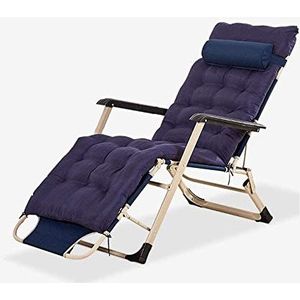 GEIRONV Opklapbare fauteuil, woonkamer tuin balkon stoel haakse anti-rollover pad 3 versnellingen verstelbare verstelbare fauteuil Fauteuils (Color : Blue, Size : 178 * 52 * 30cm)