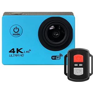 Actiecamera's Ultra HD 4K Action Camera WiFi Afstandsbediening Sport Video Recording Camera DV DVR 170D 30M Ga waterdichte pro mini-helmcamera Waterdichte en duurzame behuizing (Size : Blue)