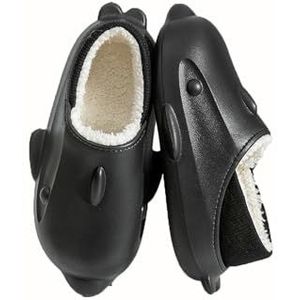 Pluche pantoffels, antislip, warme winter pantoffels, zachte, comfortabele pantoffels van traagschuim, waterdichte katoenen pantoffels (Color : Black, Size : 38-39/25cm)