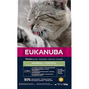 EUKANUBA Hairball Control droogvoer voor volwassenen en oudere katten, rijk aan verse kip, 10 kg