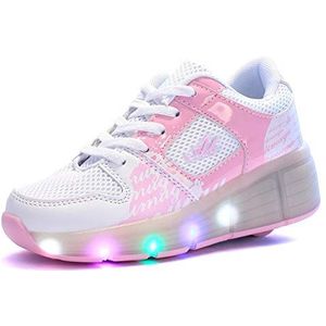 qyy Led Light Roller Skate Sneakers met Wielen Meisjes Jongens Schoenen Trillen Licht door Wandelen Enkele Wiel Knipperende Skate Sneaker Schoenen Het Beste Cadeau voor KidsPink-USA 4.5