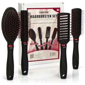 com-four 4-delige stylingset met verschillende borstels: universele, ronde, skelet- en Sassoonborstel (04-delige set)