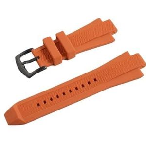 Jeniko 29 mm x 13 mm horlogeband compatibel met Michael Kors Mk8184 8729 9020 MK8152 MK9020 MK9026 siliconen horlogebandaccessoires met verhoogde mond(Color:Orange Black Buckle)