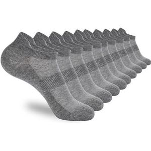YIJIANUO 5/10 paar enkelsport hardloopsokken wit zacht dun laag top korte film heren en dames sokken, 10 paar Grijs, Eén maat