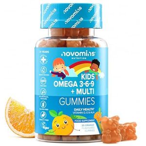 Kids Omega 3 6 9 Gummies – Kids Multivitamine E &D – Vegan – 1 Maand Voorraad – Kauwbare Kinderen Omega 3 6 9 Supplement – Plantaardig alternatief voor visolie – Kids Vitamins van Novomins