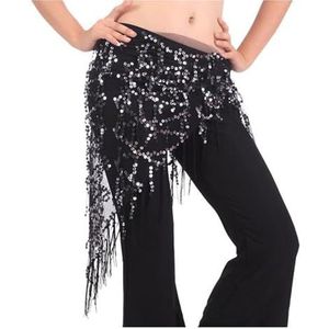 RPXHZLKTM Munt Riem Buik Kostuums Kwasten Buikdans Riem Taille Ketting Danser Rok Hip S, Zwart Zilver, one size