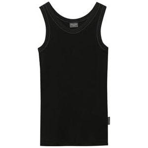 Dilling Kinderonderhemd van 100% biologische merinowol, 1 x 1 glad gebreid, mulesingvrij en temperatuurregulerend, uniseks tanktop voor jongens en meisjes, zwart, 110