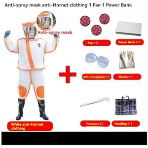 Bijenstalpak, Bijenteelt specifiek wespenpak, ademende jumpsuit, verdikte zomer, drie ventilatoren, warmteafvoer, complete set bijenvangpak(Orange,XXL(175-180)Shoes 43)