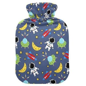 LI ZHI XIN PVC warmwaterkruik met fluwelen deksel 1L 2L kleine middelgrote ruimte planeet cartoon patroon
