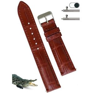 Handgemaakte horlogeband van krokodillenbuikleer voor mannen, snel sluitende veerstangen hoogwaardige hoornrug krokodillenleer, vervangende pin en tanggesp horloge bandje gemaakt door Vietnamese