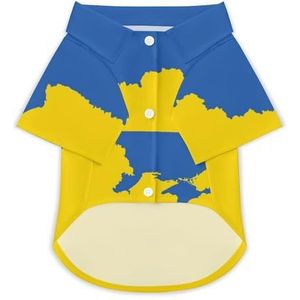 Oekraïense vlag met de kaart hond Hawaiiaanse shirts bedrukt T-shirt strand shirt huisdier kleding outfit tops S