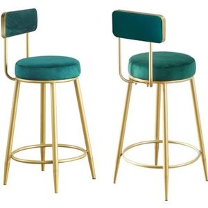 Barkrukken Bistrokruk Barstoelen Set Van 2 Barkrukken Met Rugleuning Stof Fluweel Barkruk Metalen Poten Voor Bar Keuken Thuis Barkruk Keukenstoelen(Grün,Sitting Height 65cm)