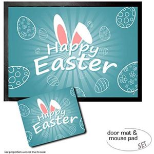 1art1 Pasen, Happy Easter Deurmat (70x50 cm) + Muismat (23x19 cm) Cadeauset