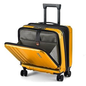 Tydeckare 16-inch Handbagage Met 2 Laptopvakken, Abs+pc-koffer Met Tsa-slot Met Dubbele Bediening, Ykk-ritssluiting, Stille Wielen, Voor Zakelijk Gebruik