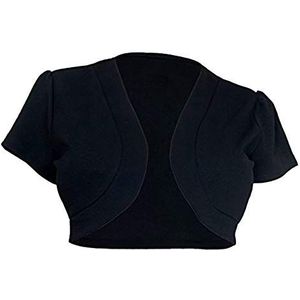 Mengmiao Bolero voor dames, korte mouwen, effen, elegant, gebreide jas, shrug top, schouderjas, zwart, L