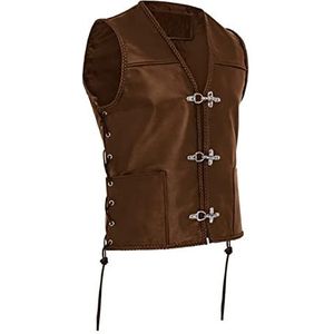 Middeleeuwse Mannen Vest Zwart Biker Motorfiets Hip Hop Vest Ridder Retro Vest Punk Mannelijke Kunstleer Effen Mouwloze Jas PU